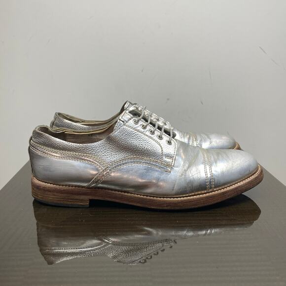 Acne Studios Askin Metal Silver Cap Toe Derby Oxford Shoes Men's 43 US 10 - Picture 3 of 13
